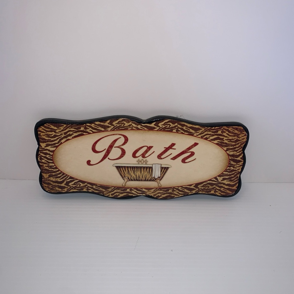 Vintage-Inspired Bath Wall Plaque in Red and Brown
